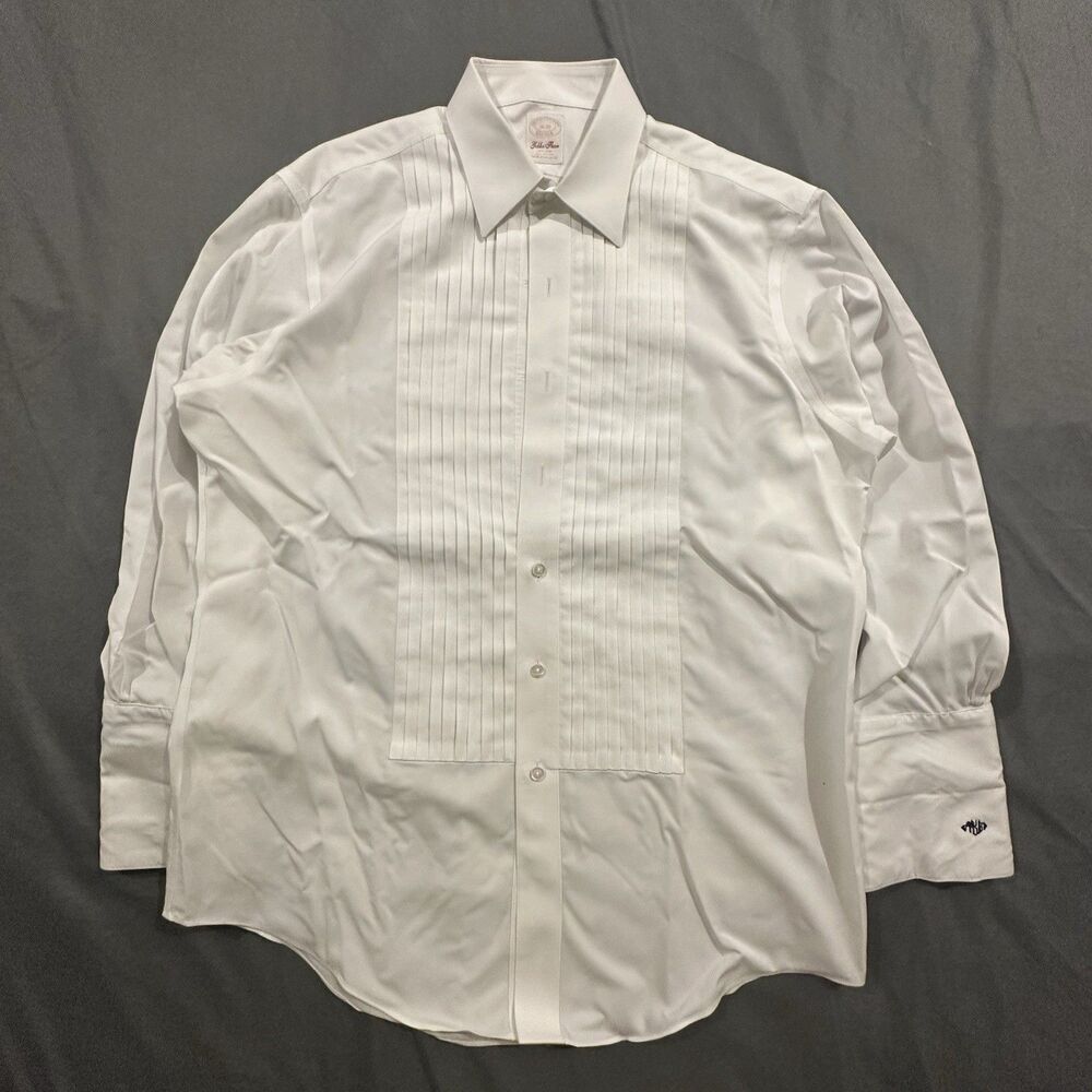 Brooks Brothers Golden Fleece Dress Shirt Mens 16/32 White Bib Tuxedo Formal